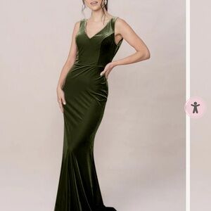 Revelry Olive Green Velvet Bridesmaid Dress